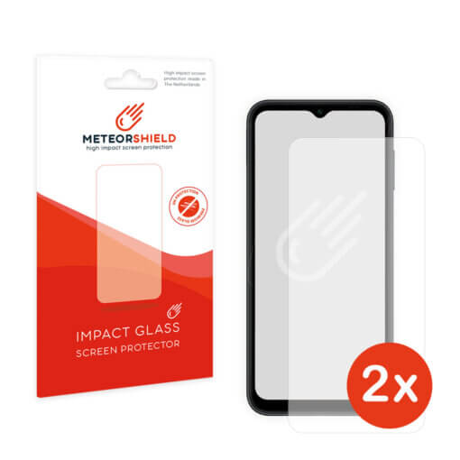Meteorshield Samsung Galaxy A14 4G screenprotector Ultra Clear Impact Duoverpakking